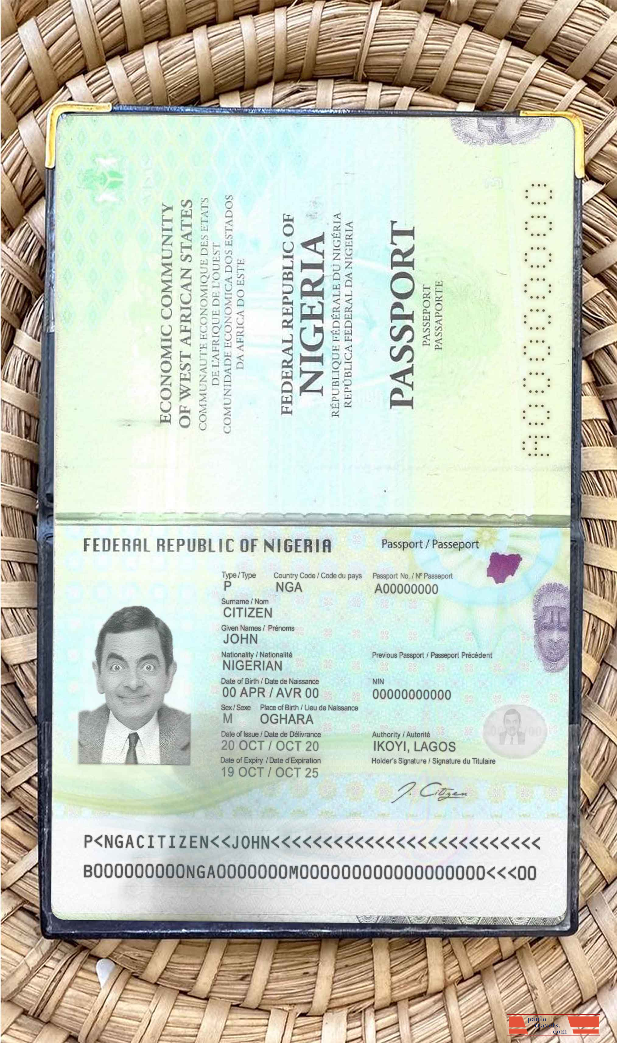 Nigeria passport (2019 present) photo look PSD template